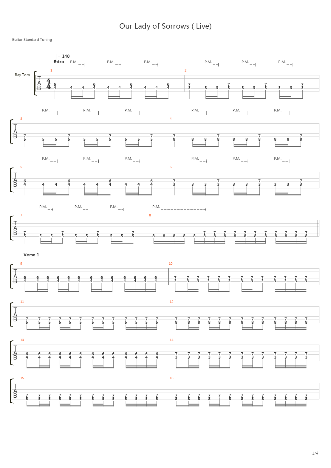 Our Lady Of Sorrows吉他谱
