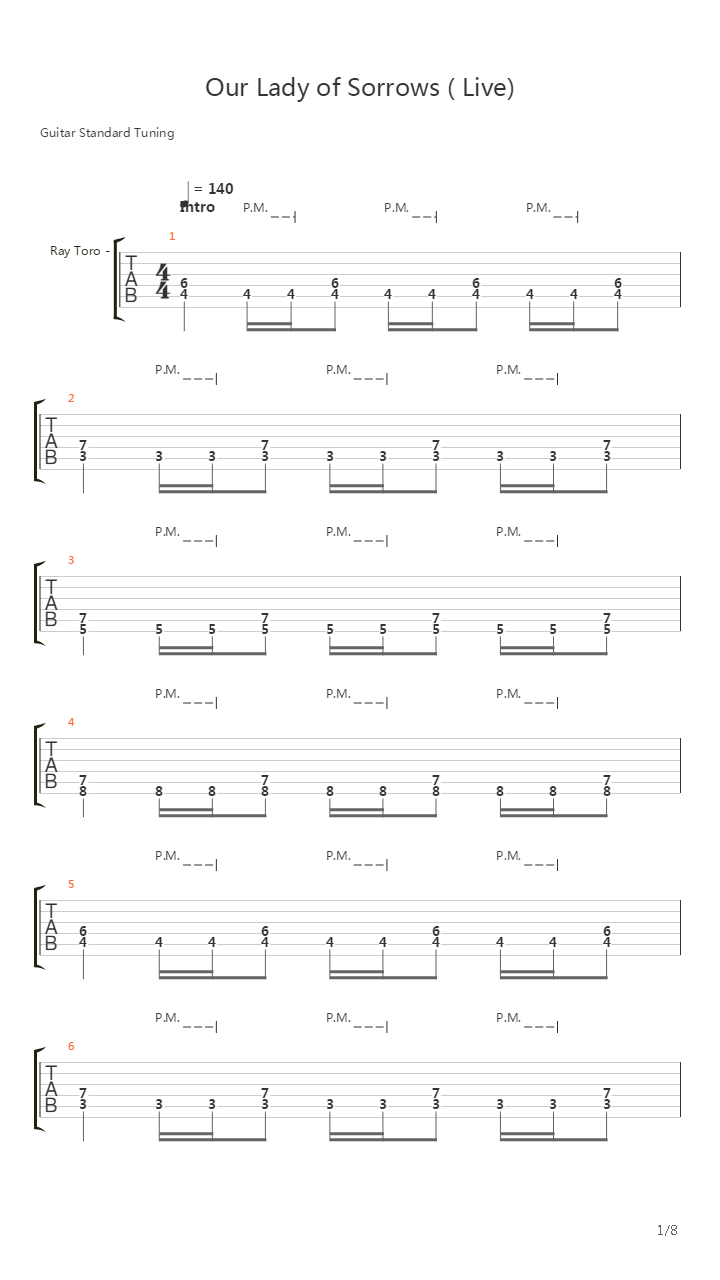 Our Lady Of Sorrows吉他谱
