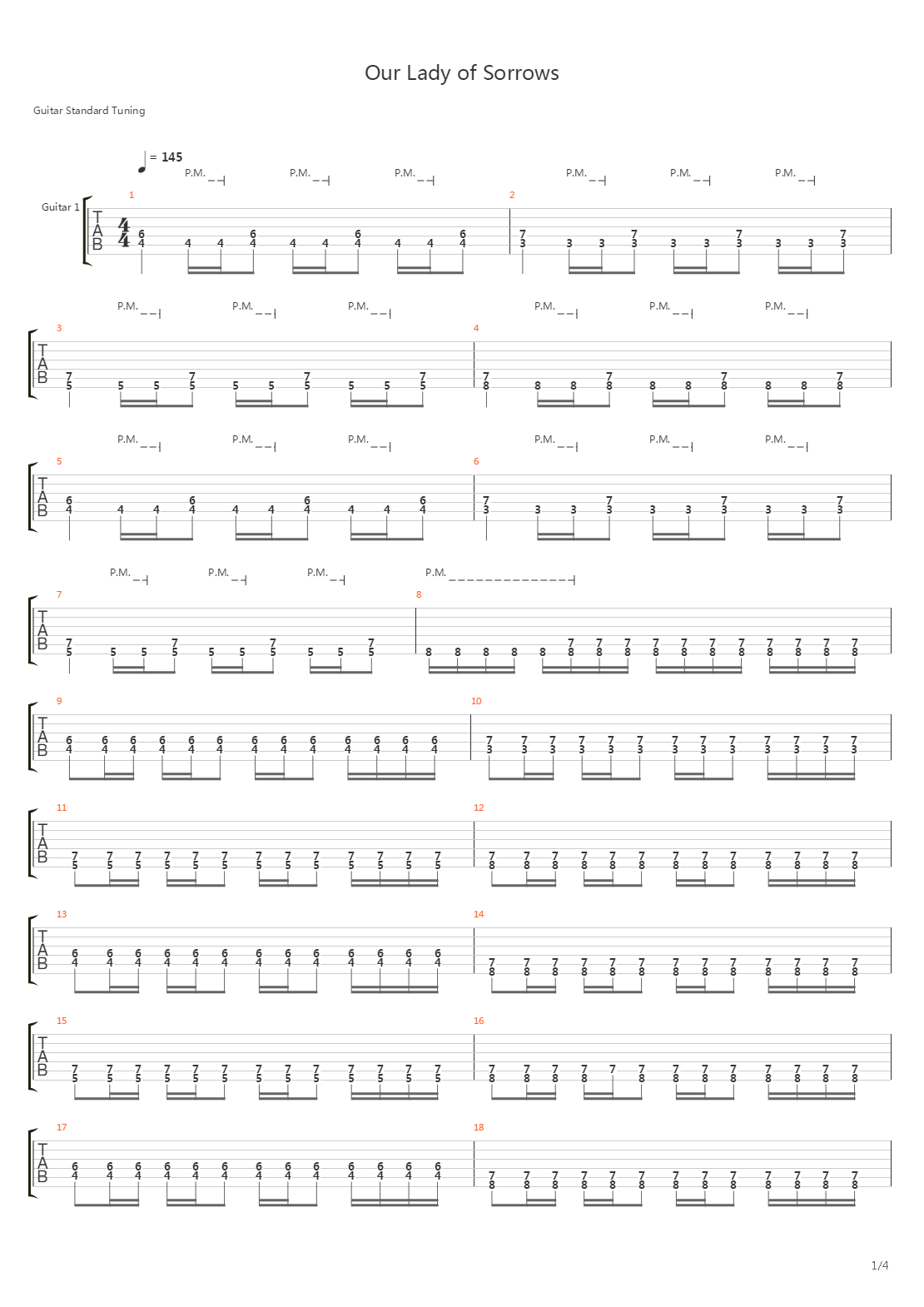 Our Lady Of Sorrows吉他谱