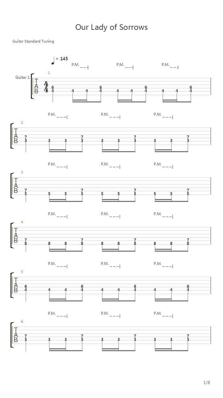 Our Lady Of Sorrows吉他谱
