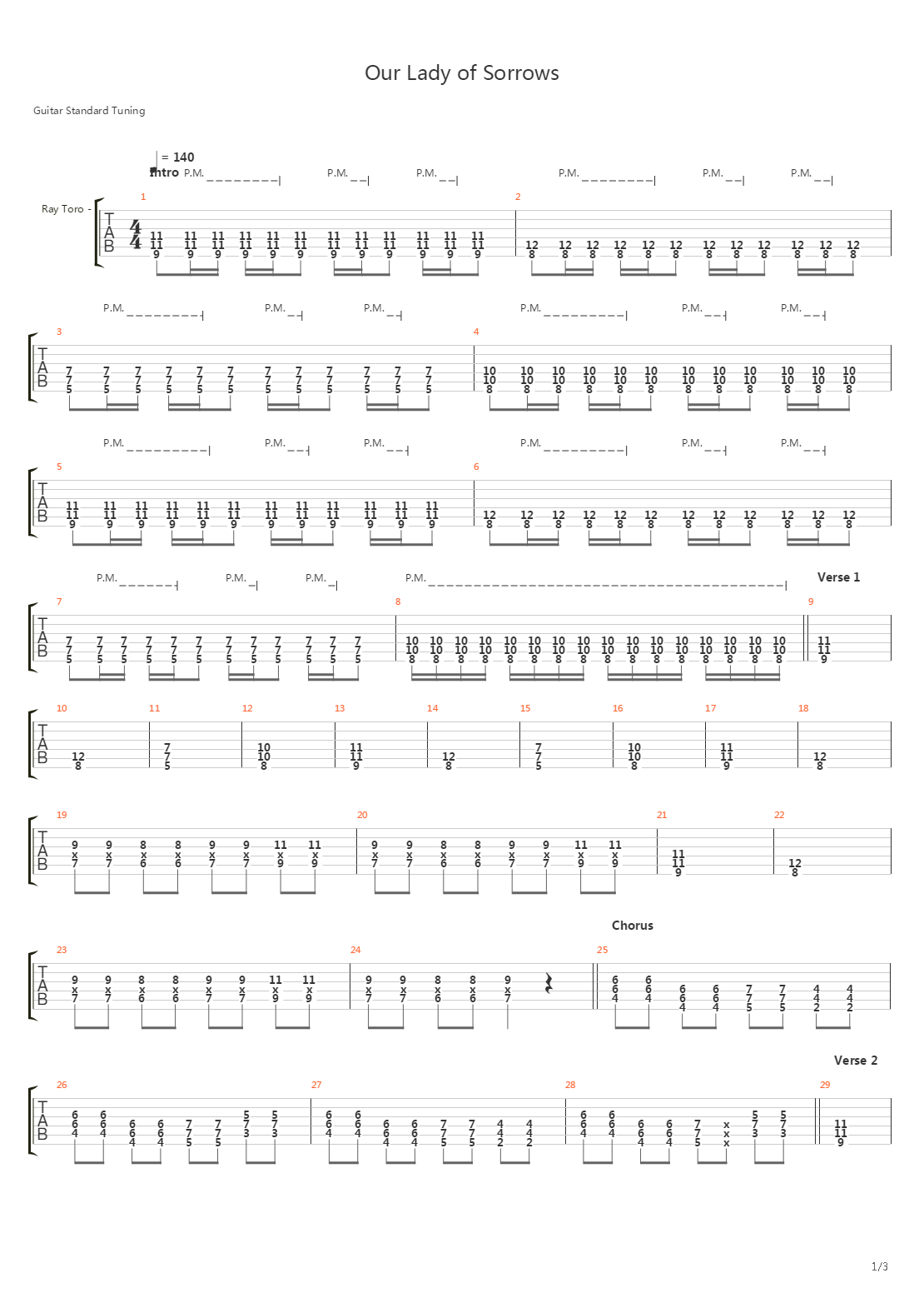 Our Lady Of Sorrows吉他谱