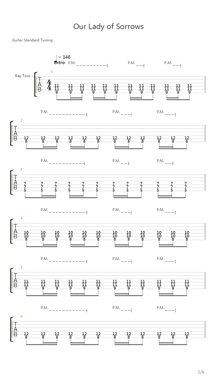Our Lady Of Sorrows吉他谱