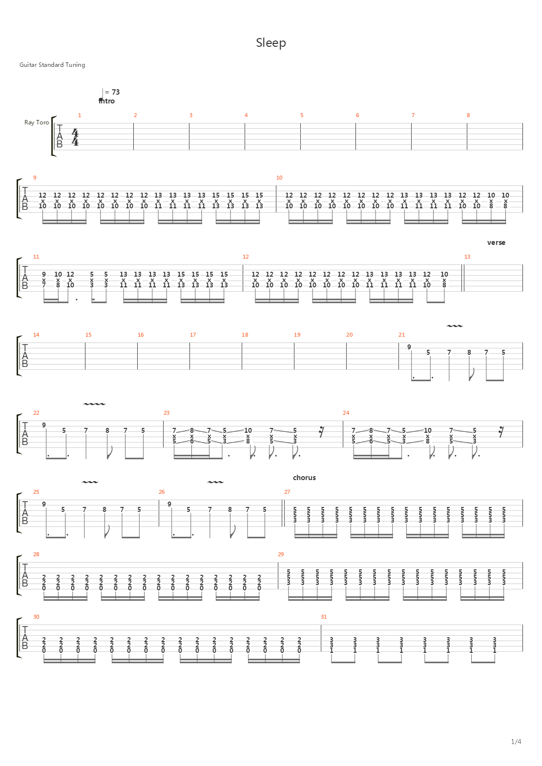 Sleep吉他谱