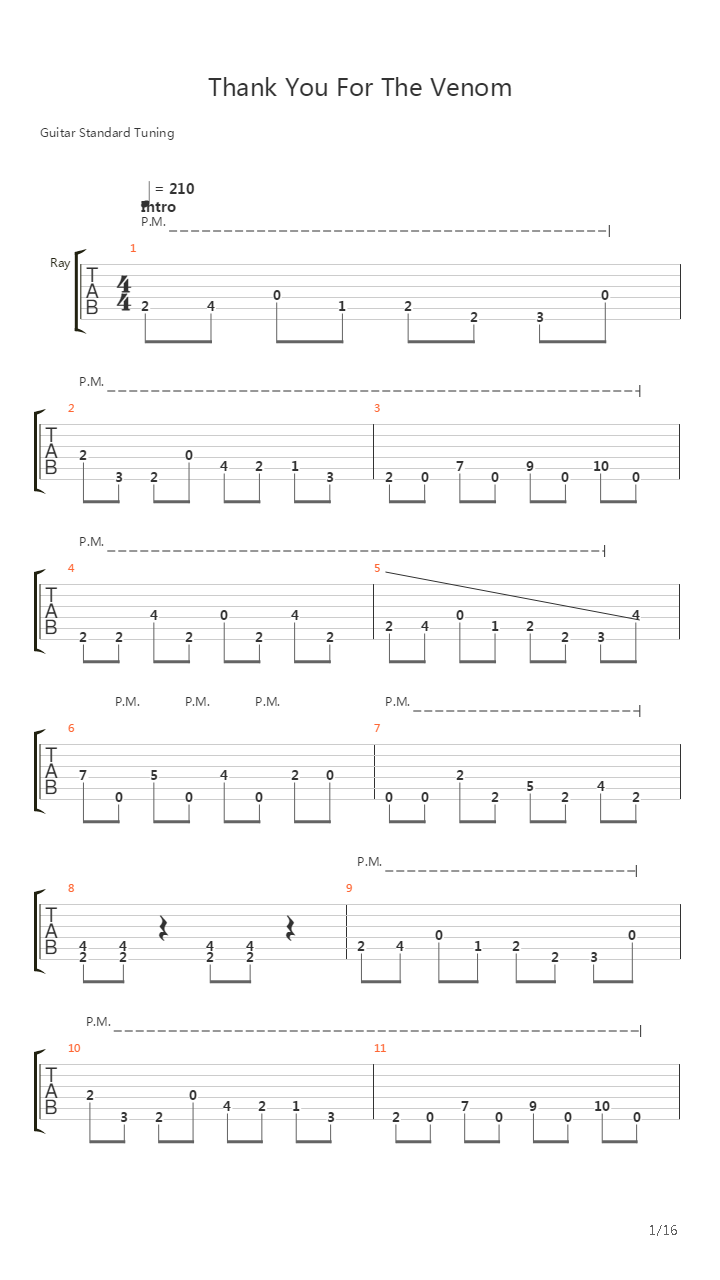 Thank You For The Venom吉他谱