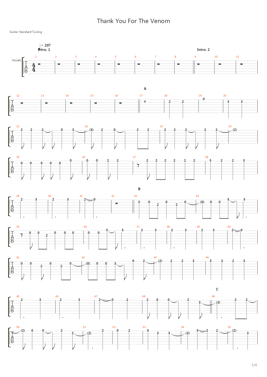 Thank You For The Venom吉他谱