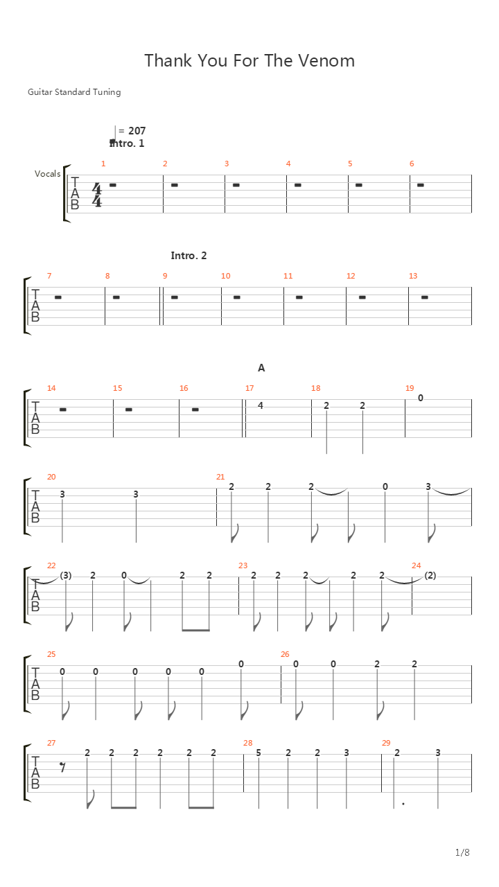 Thank You For The Venom吉他谱