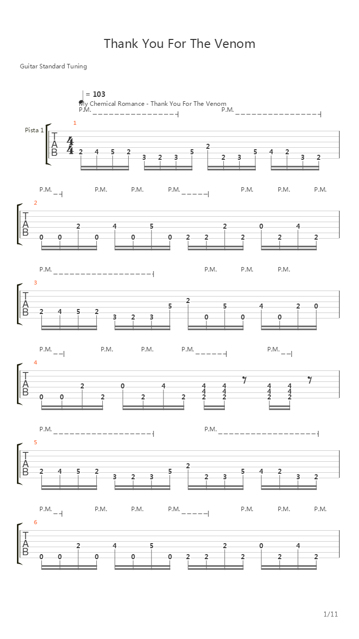 Thank You For The Venom吉他谱