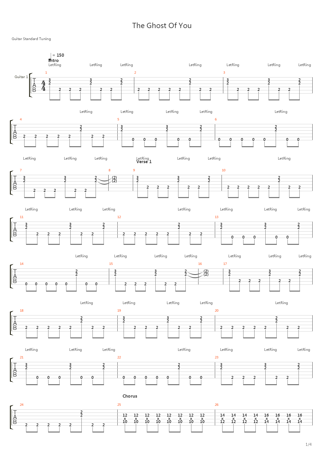The Ghost Of You吉他谱