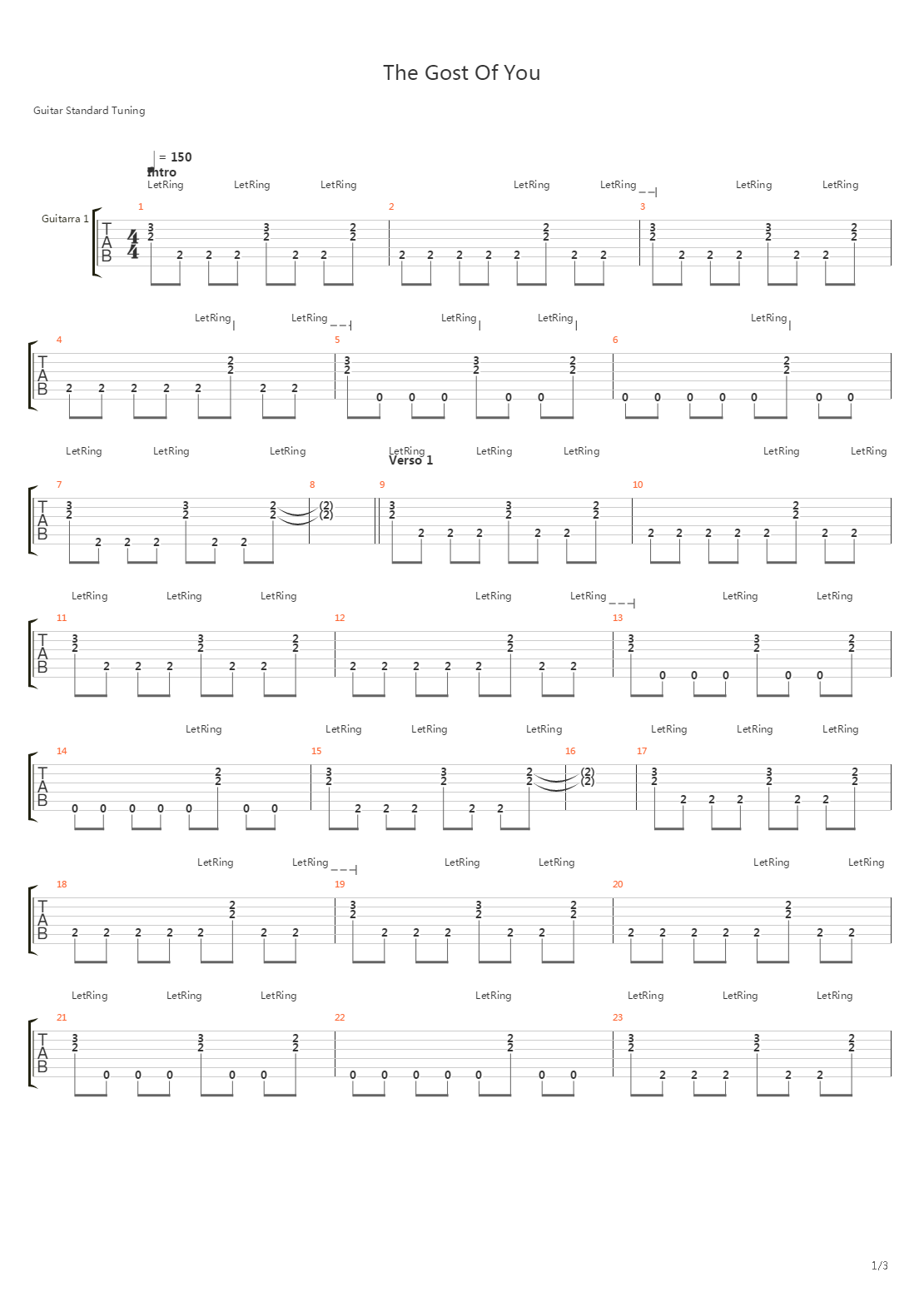 The Ghost Of You吉他谱