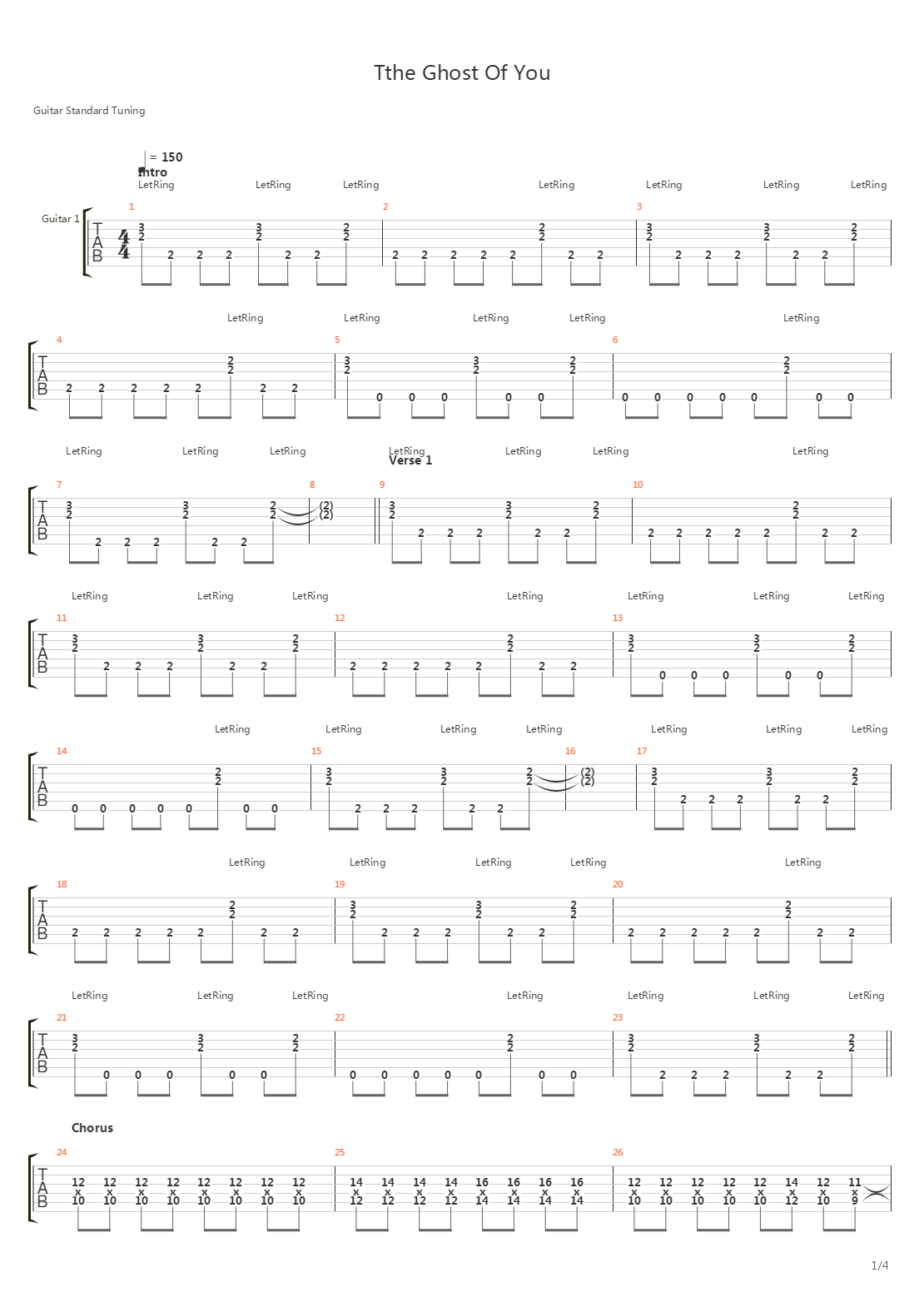 The Ghost Of You吉他谱