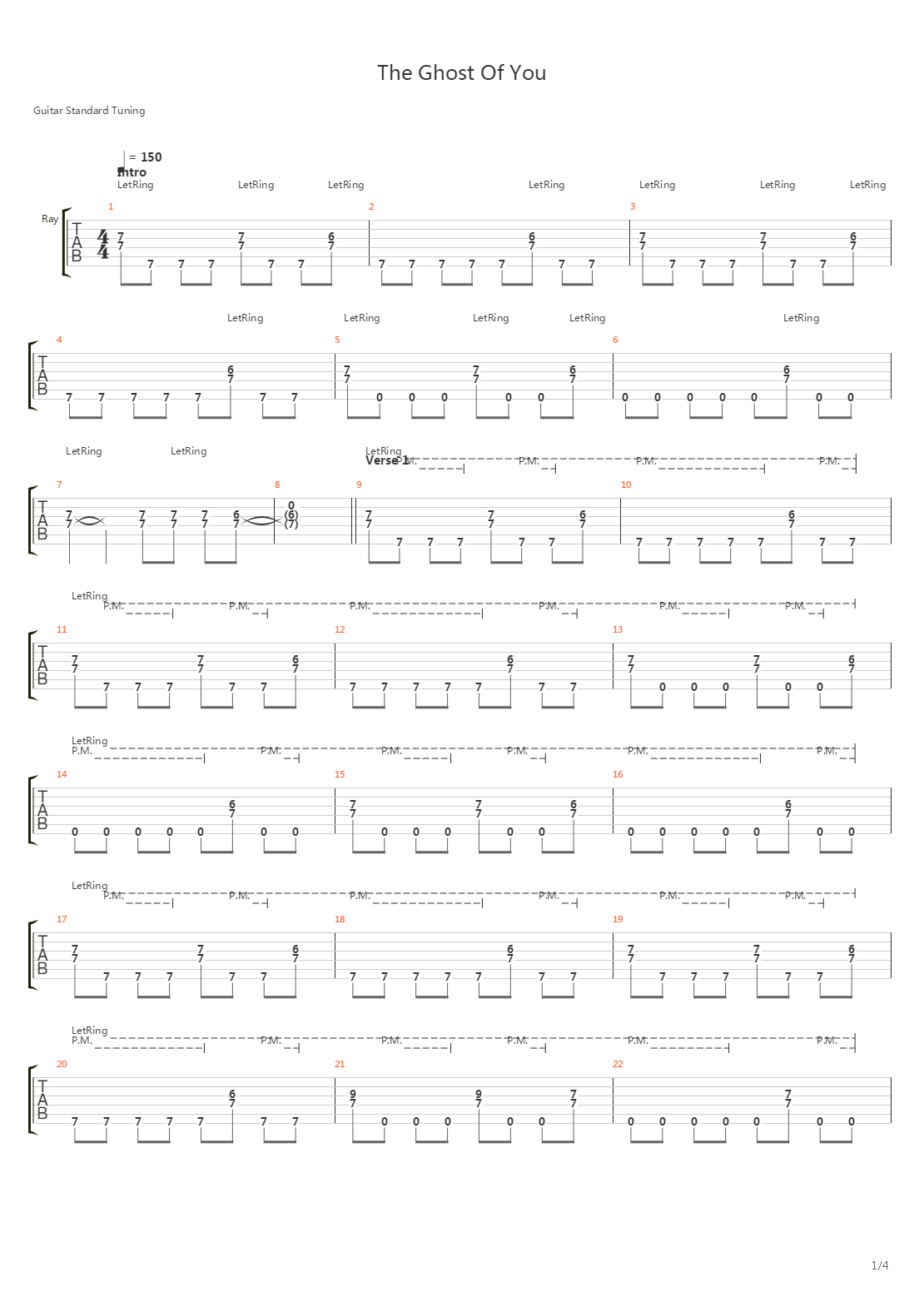 The Ghost Of You吉他谱