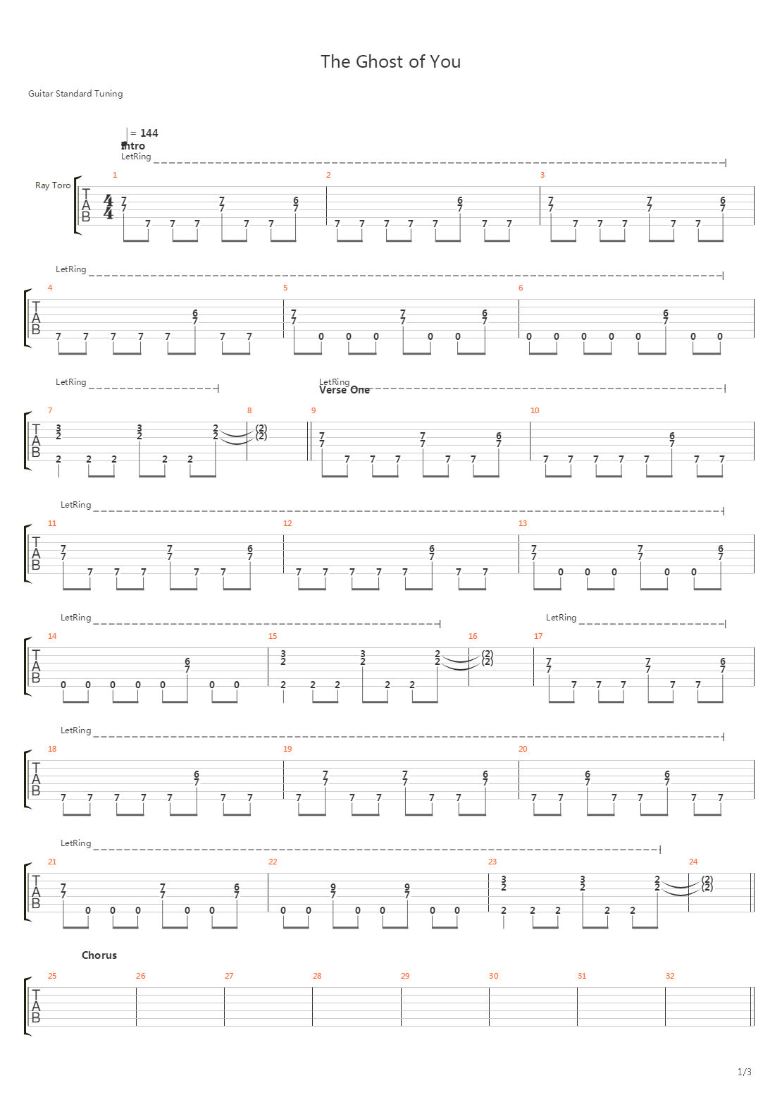 The Ghost Of You吉他谱