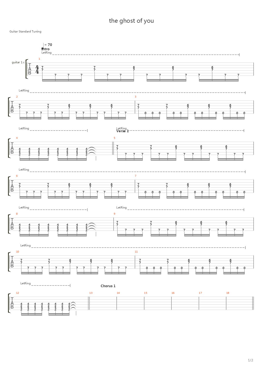 The Ghost Of You吉他谱