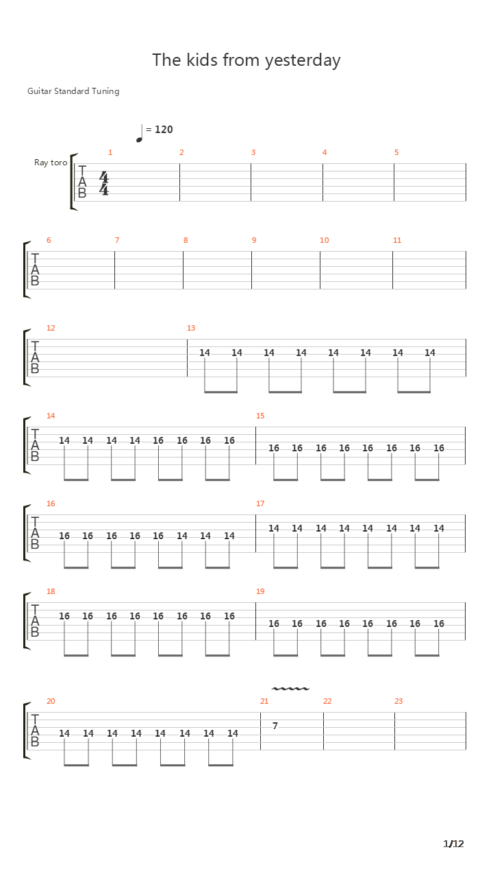 The Kids From Yesterday吉他谱