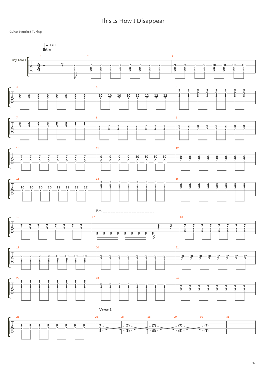 This Is How I Disappear吉他谱