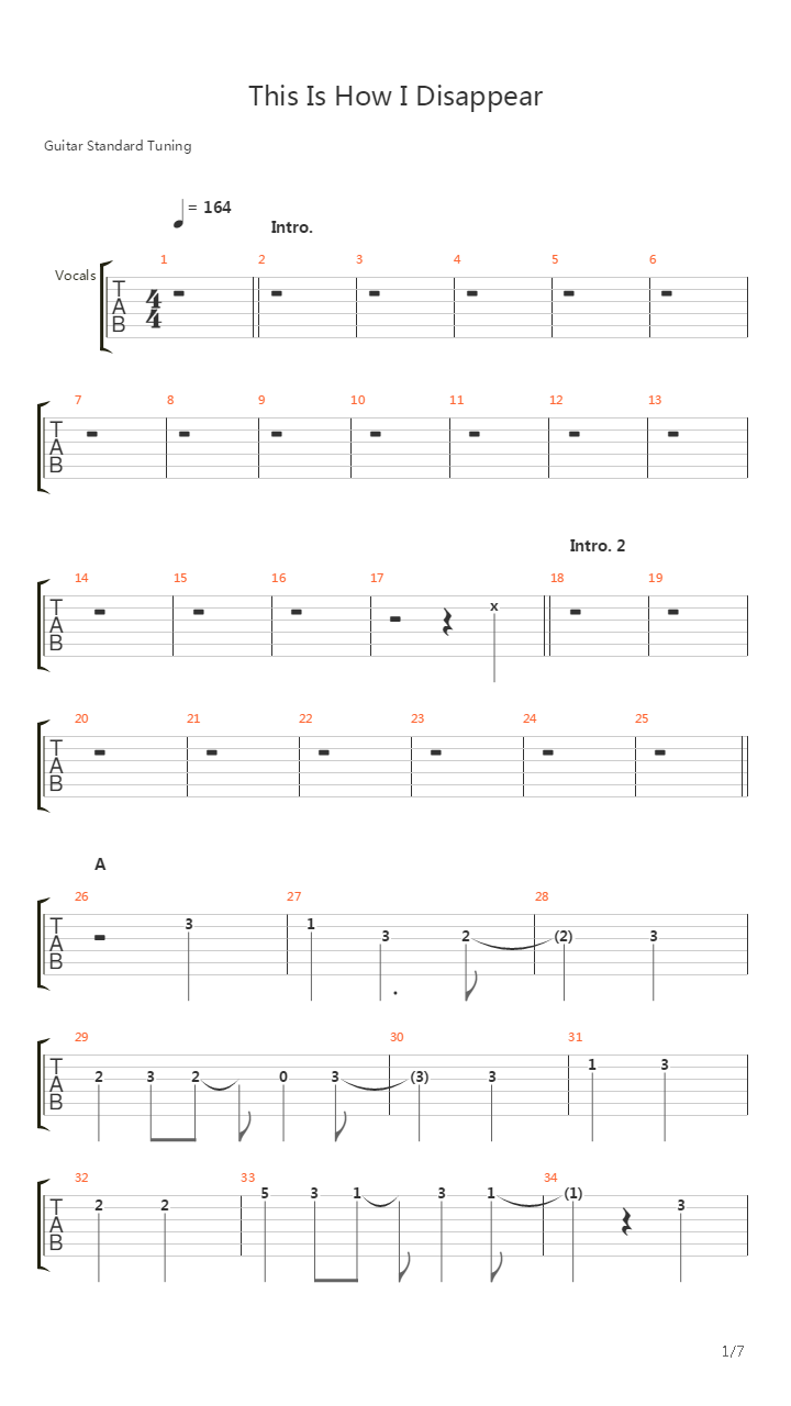 This Is How I Disappear吉他谱