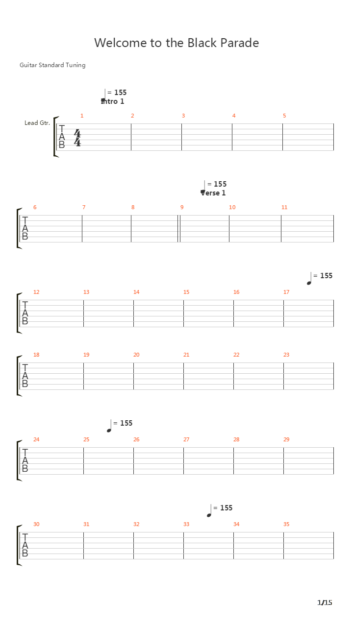Welcome To The Black Parade吉他谱