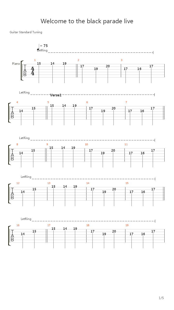 Welcome To The Black Parade吉他谱