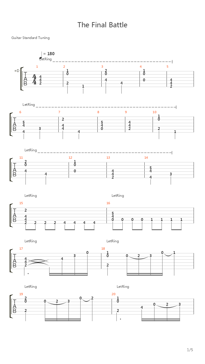 最终幻想5 - 最後の闘い(最后的战斗 The Final Battle)吉他谱