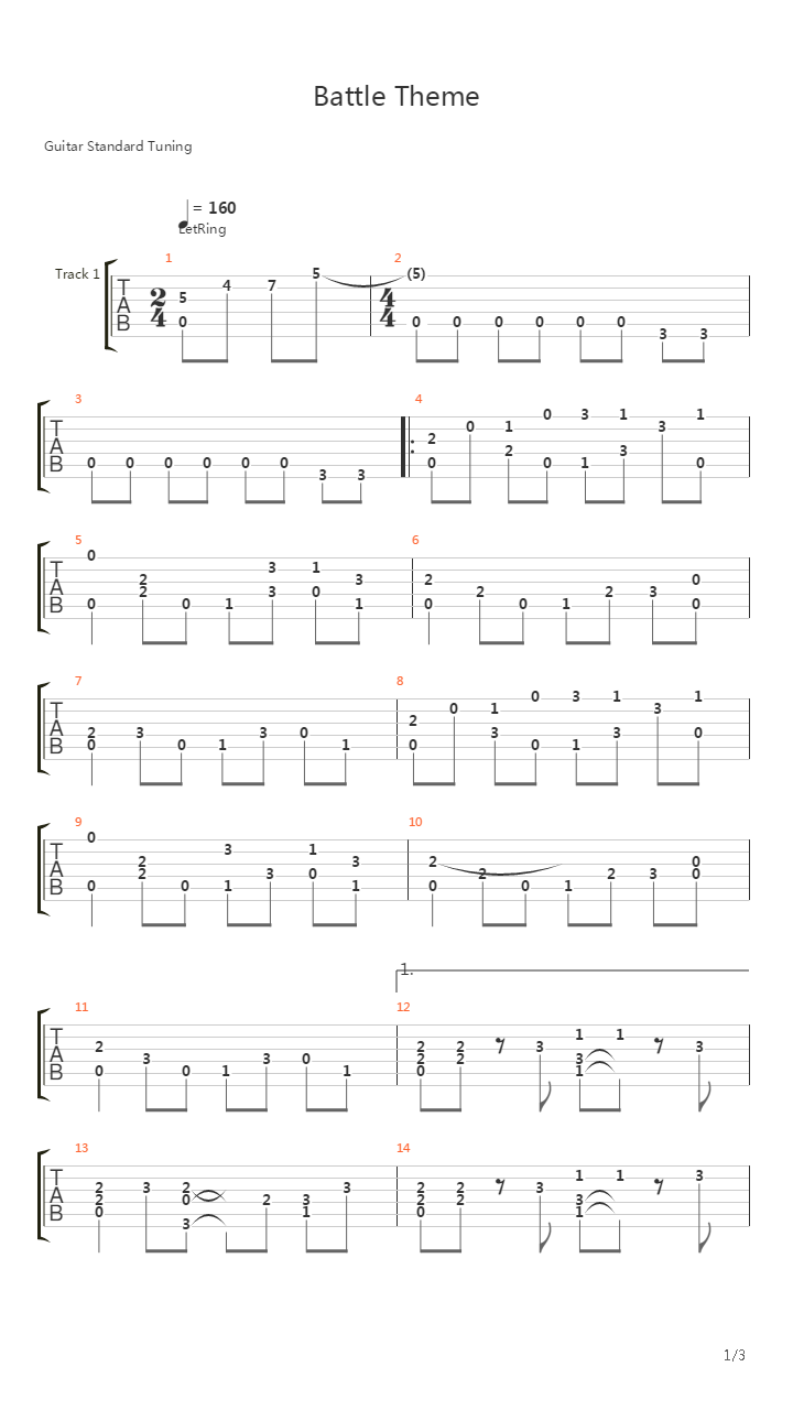 最终幻想6 - 战斗(Battle theme)吉他谱
