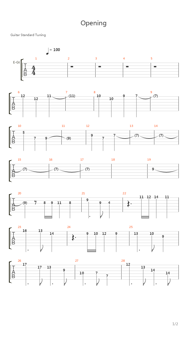 最终幻想7 - Opening Theme吉他谱