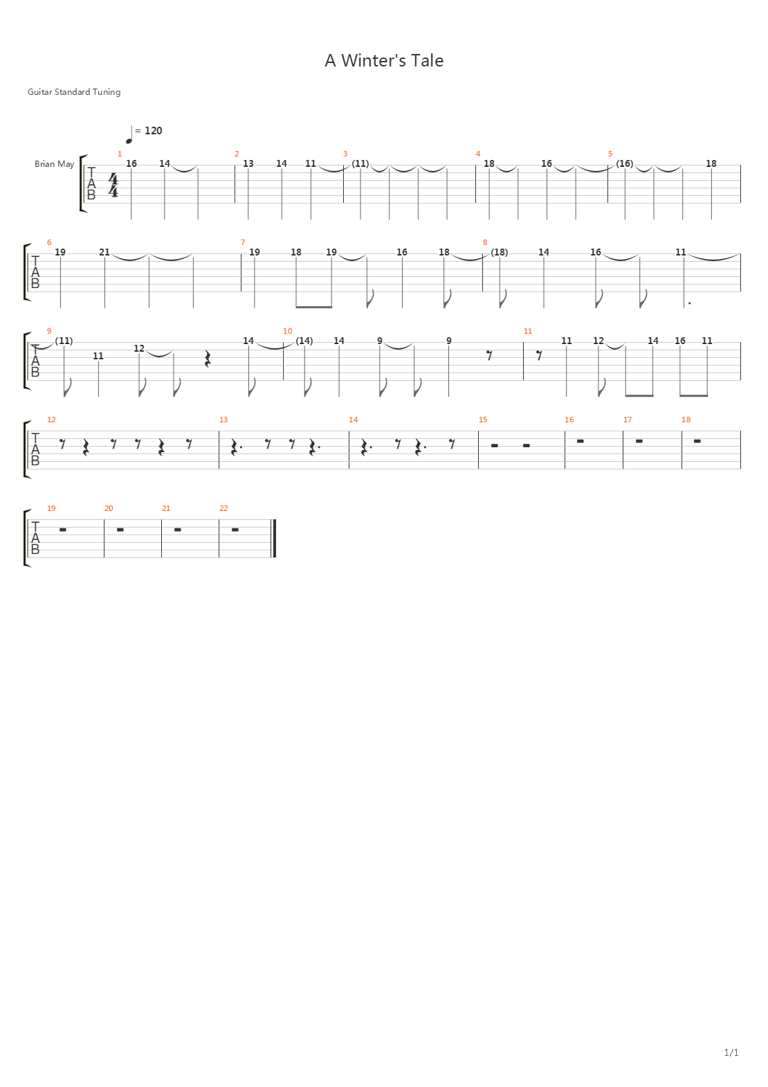 A Winters Tale吉他谱
