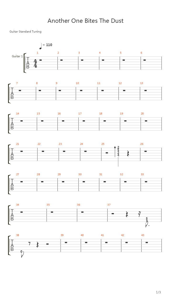 Another One Bites The Dust吉他谱