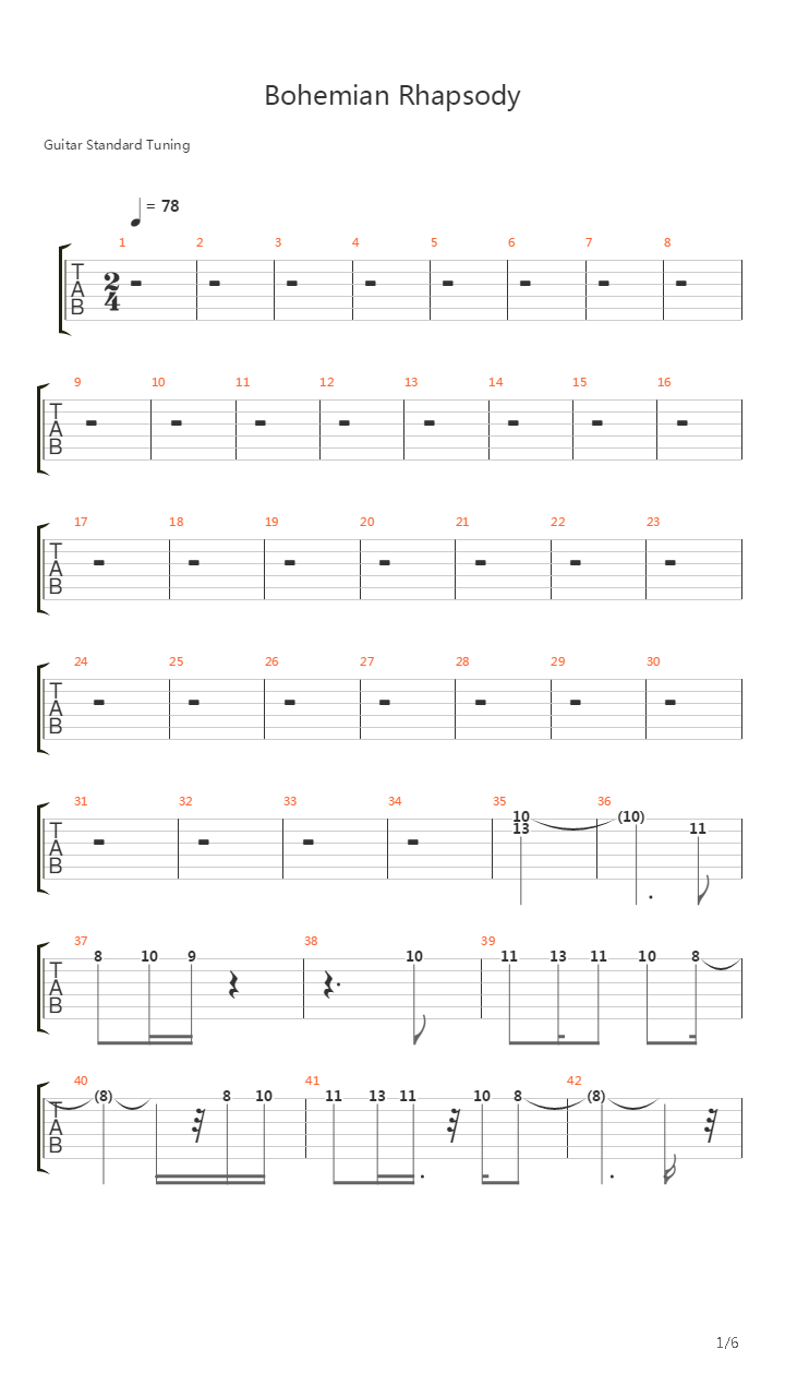 Bohemian Rhapsody吉他谱