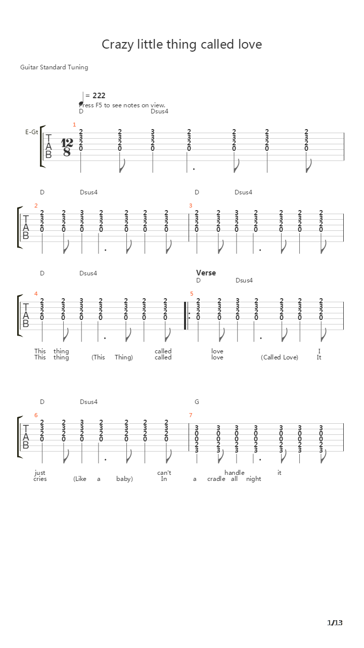 Crazy Little Thing Called Love吉他谱