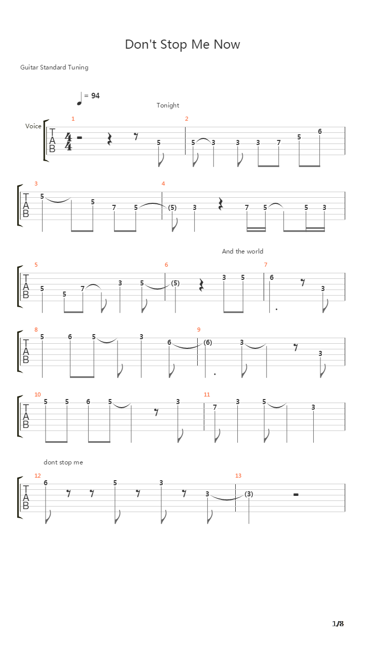 Dont Stop Me Now吉他谱