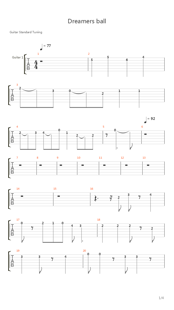 Dreamers Ball吉他谱