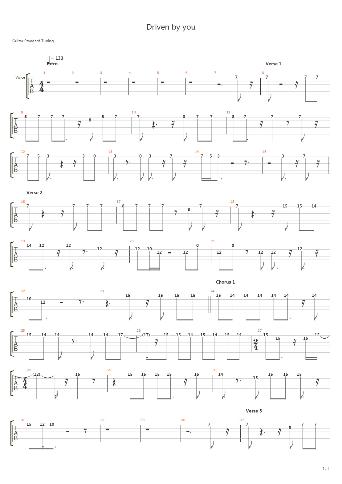 Driven By You吉他谱
