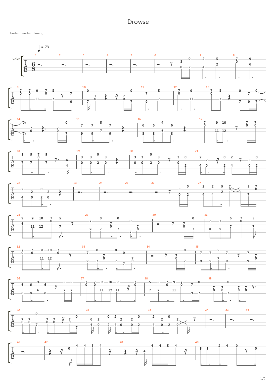 Drowse吉他谱