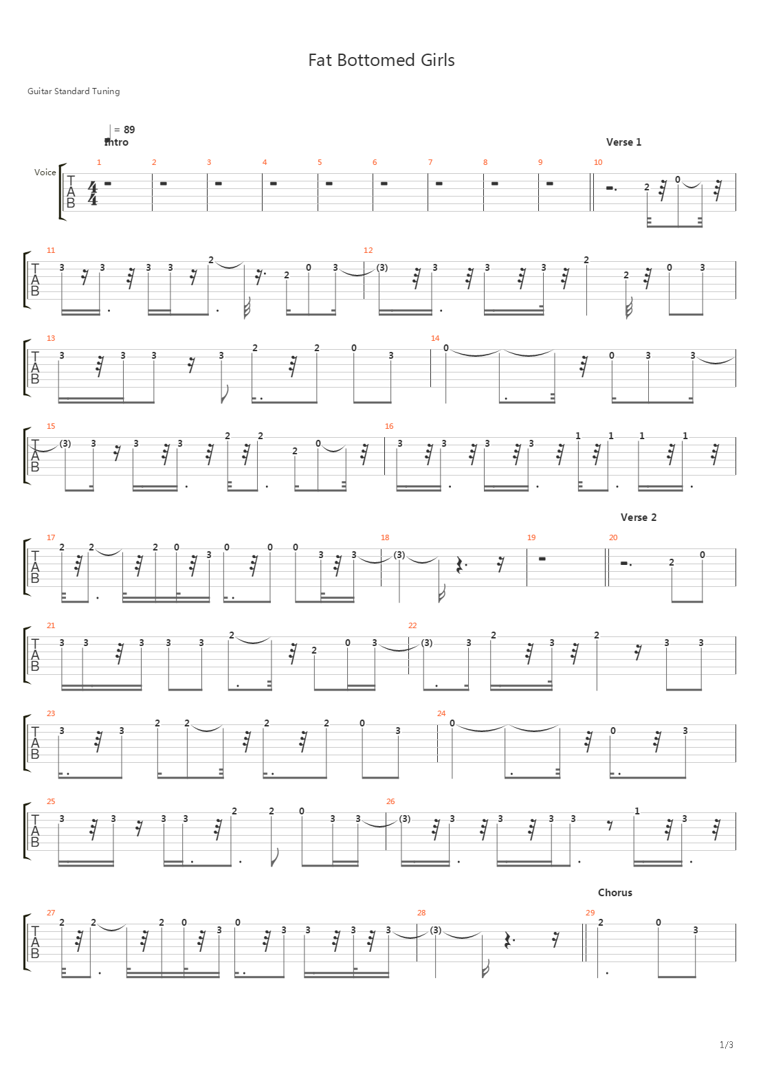 Fat Bottomed Girls吉他谱