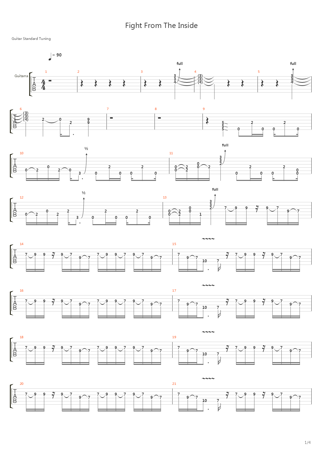 Fight From The Inside吉他谱