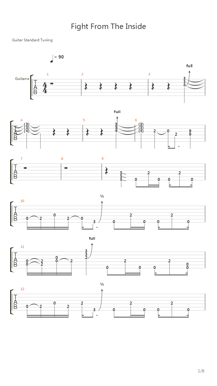 Fight From The Inside吉他谱