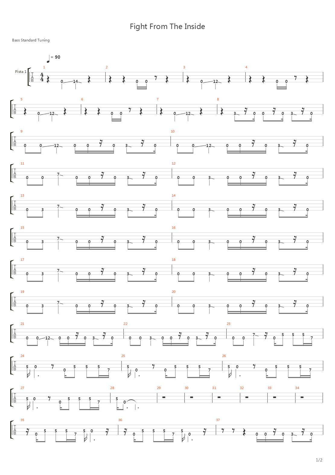Fight From The Inside吉他谱
