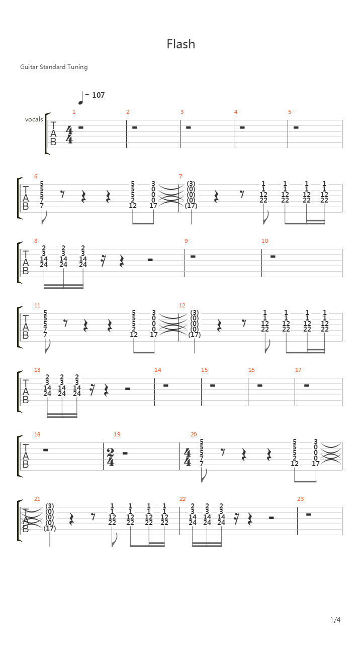 Flash吉他谱