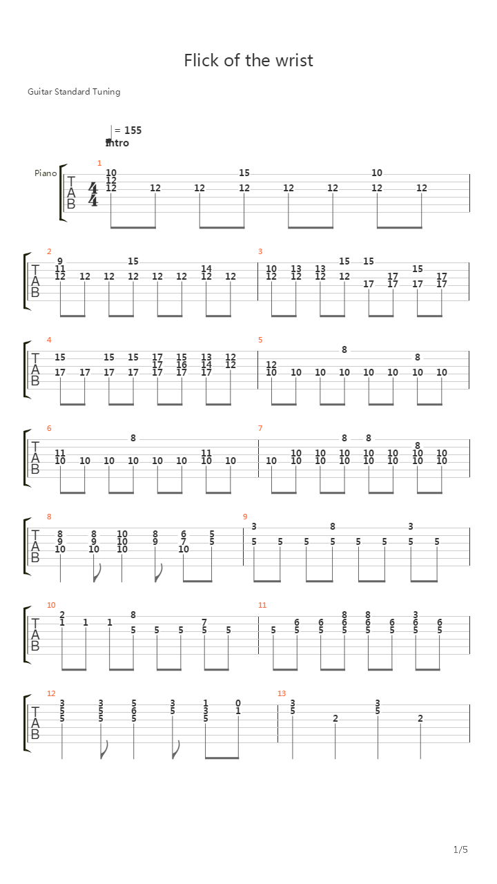 Flick Of The Wrist吉他谱