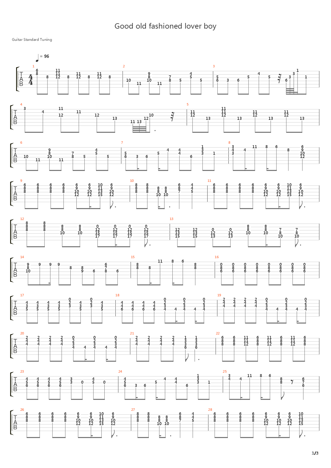 Good Old Fashioned Lover Boy吉他谱