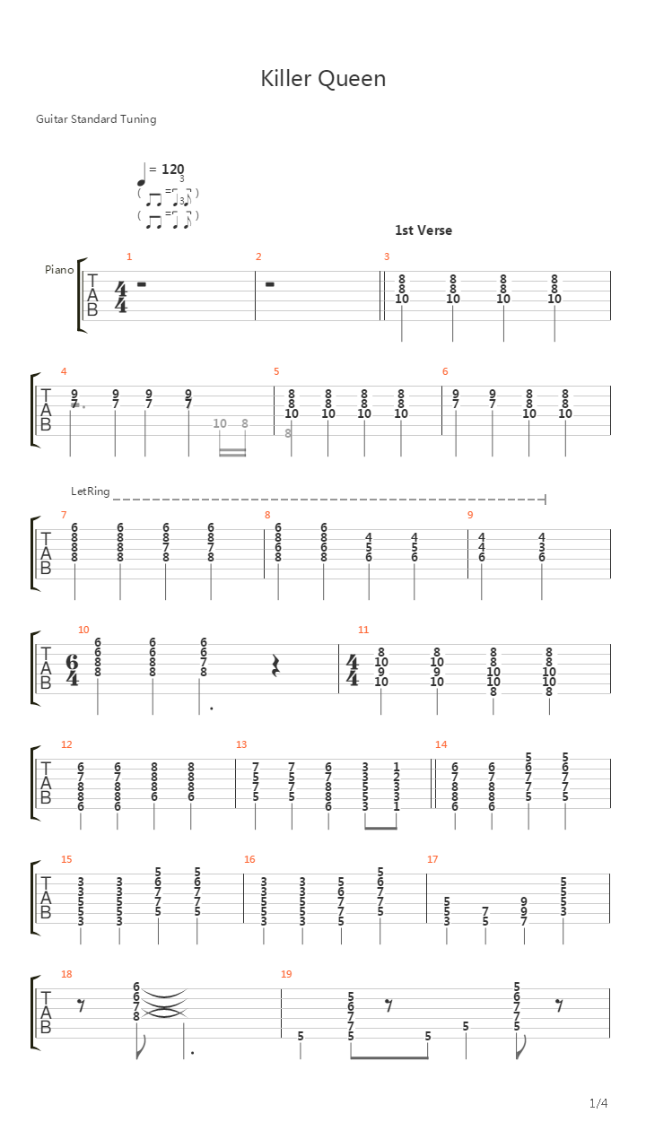 Killer Queen吉他谱