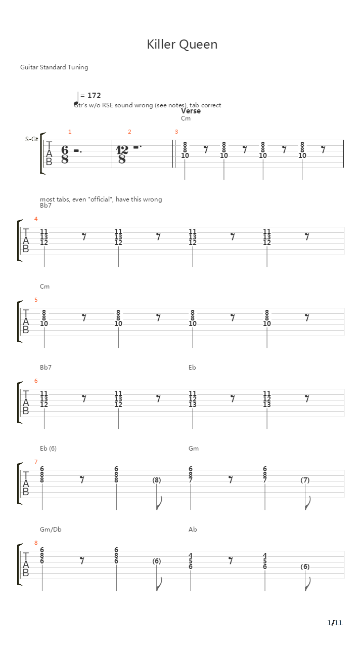 Killer Queen吉他谱