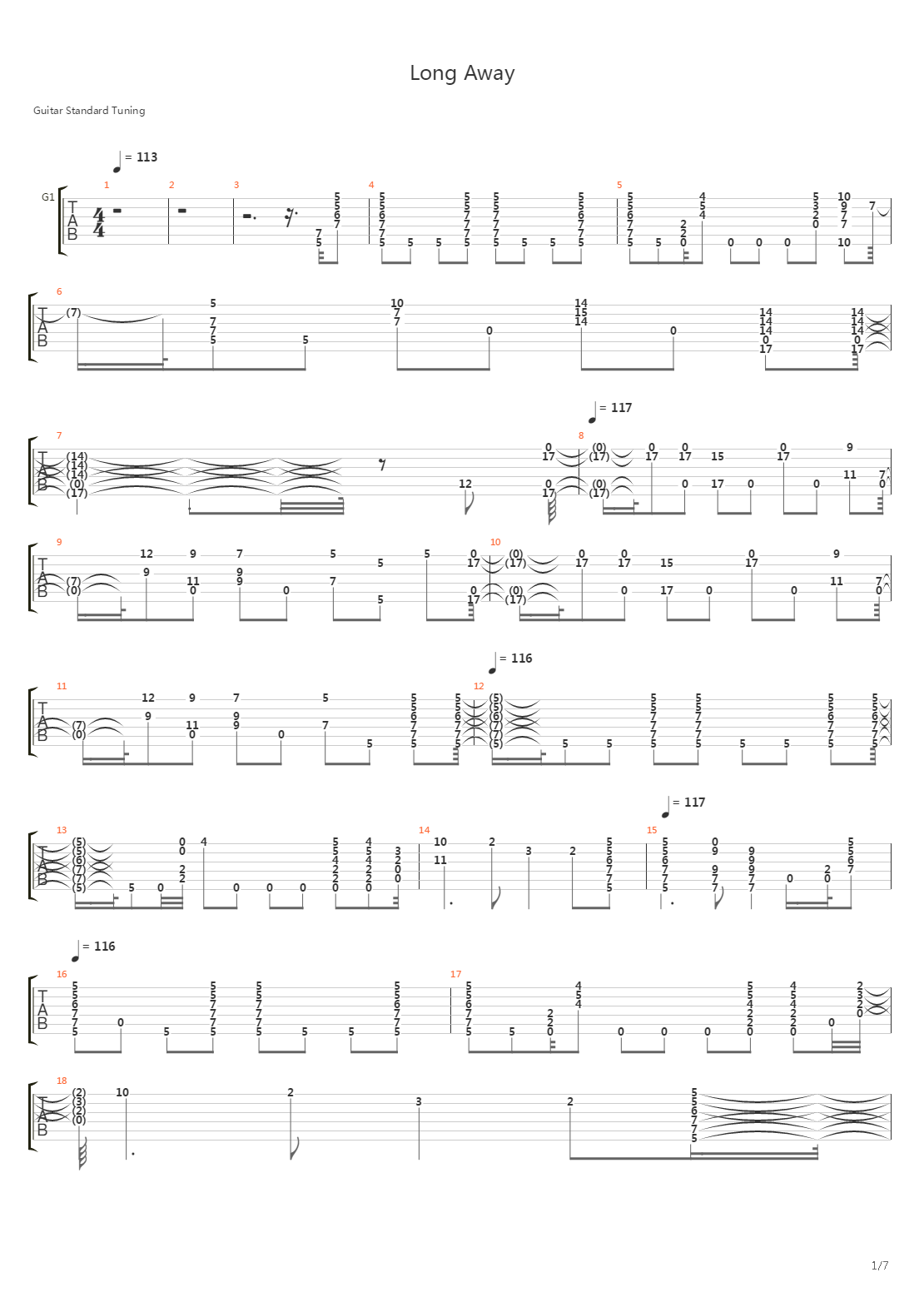 Long Away吉他谱