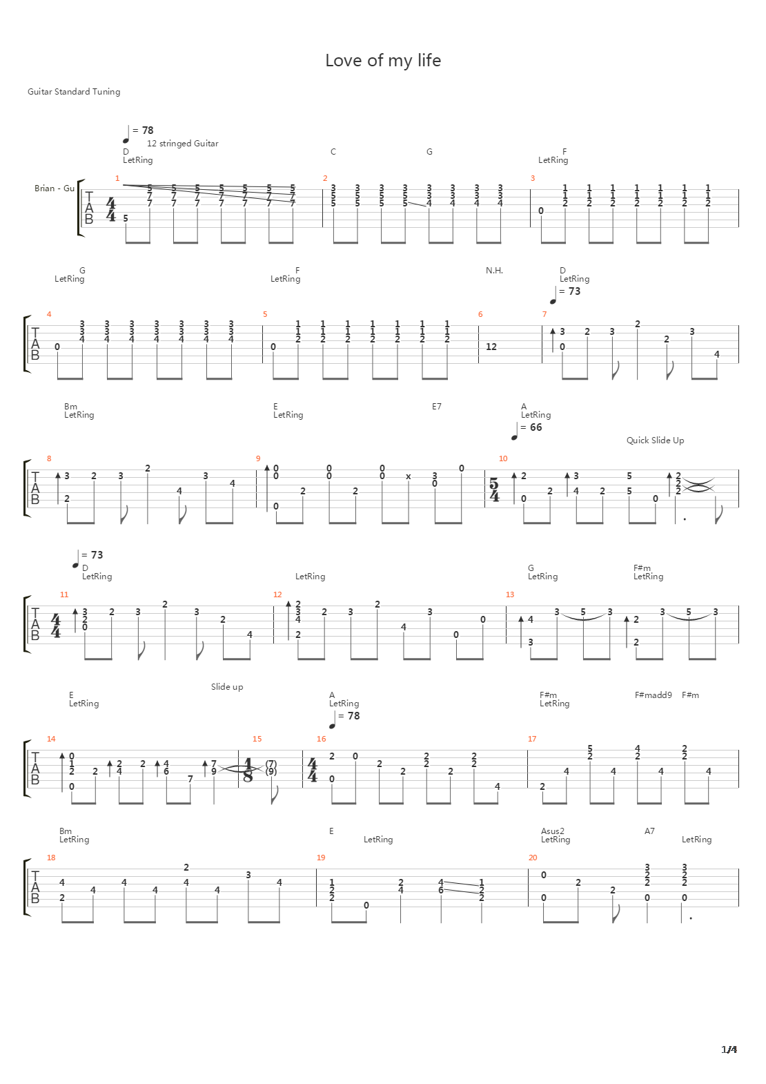 Love Of My Life吉他谱