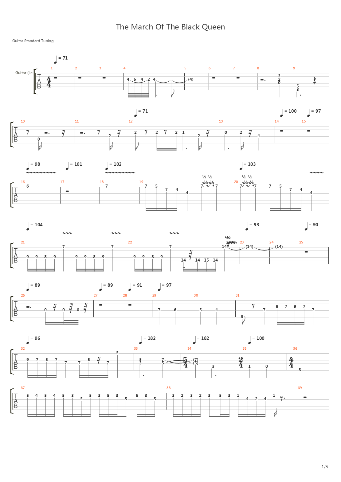 March Of The Black Queen吉他谱