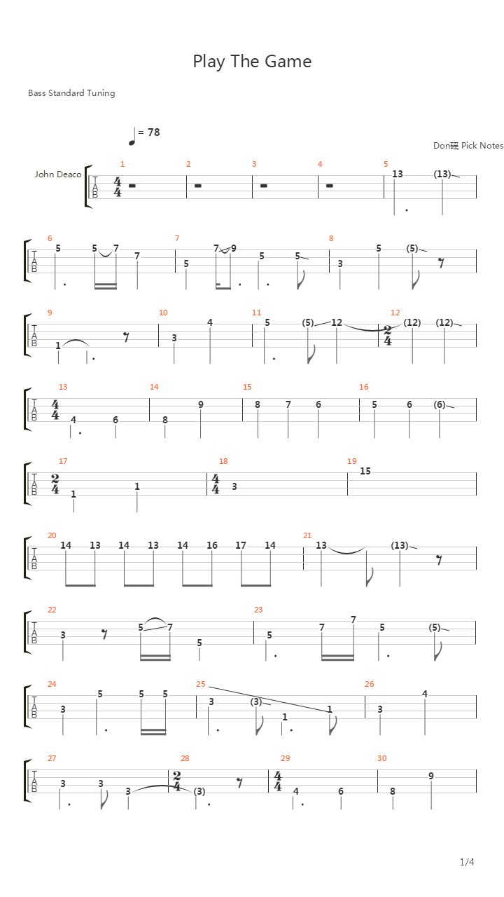 Play The Game吉他谱