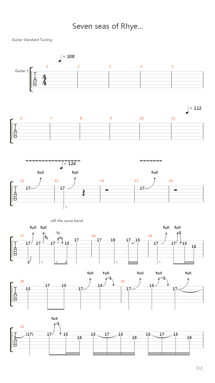 Seven Seas Of Rhye吉他谱