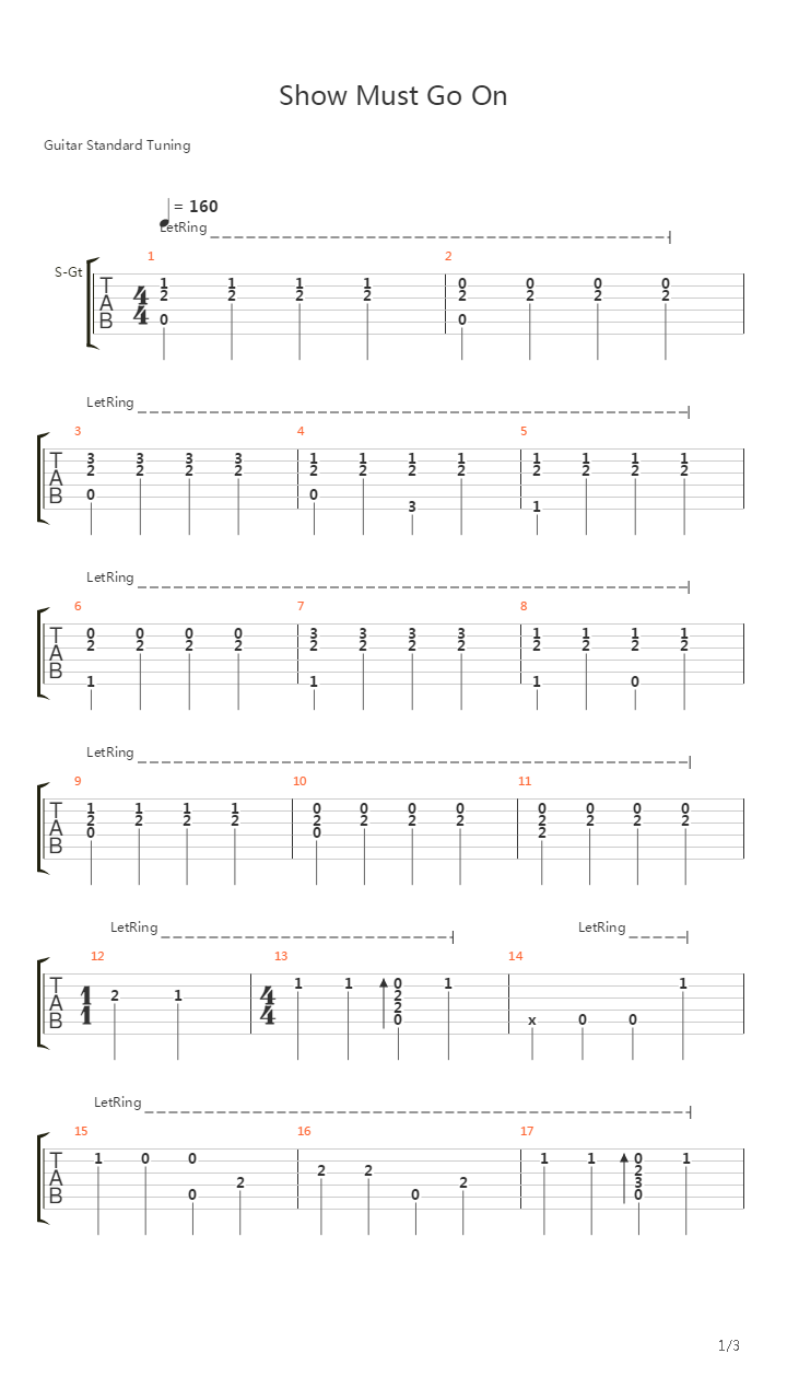Show Must Go On吉他谱