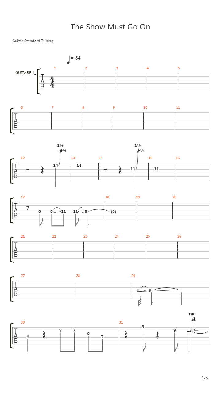 Show Must Go On吉他谱