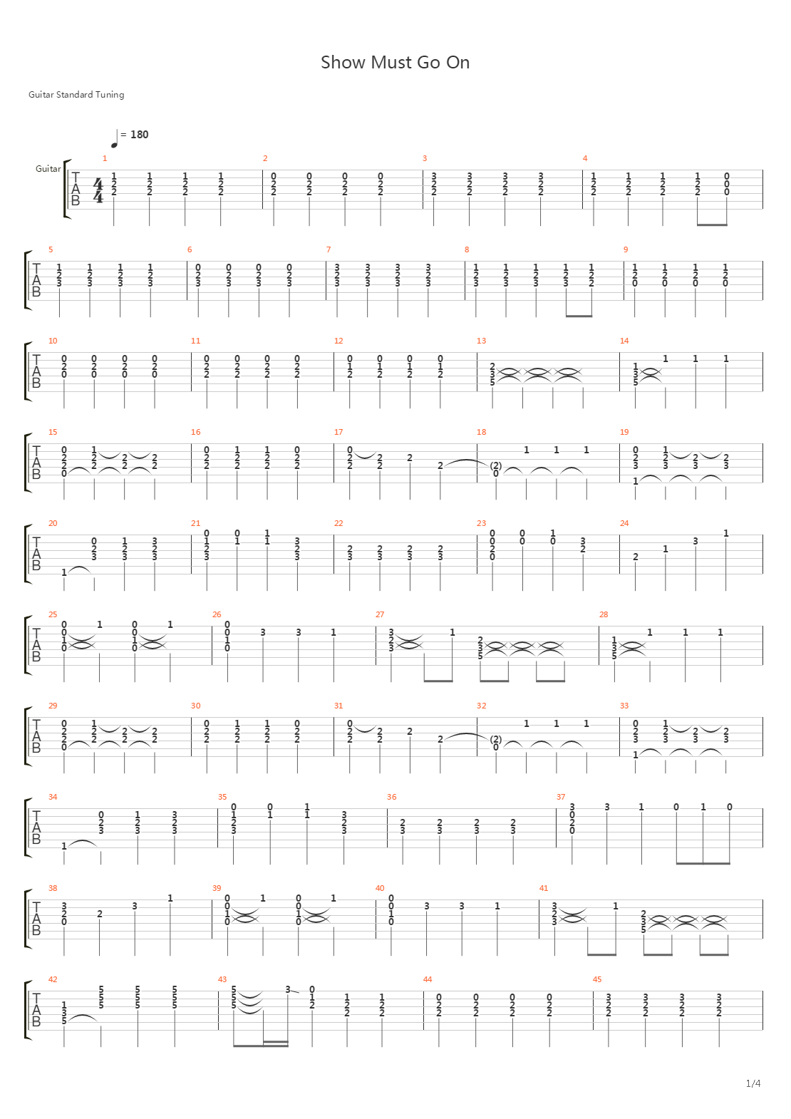 Show Must Go On吉他谱